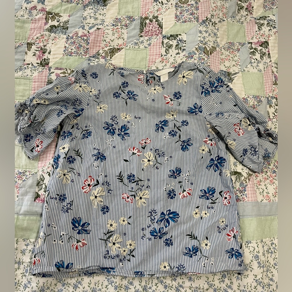 H&M Floral Striped Blouse